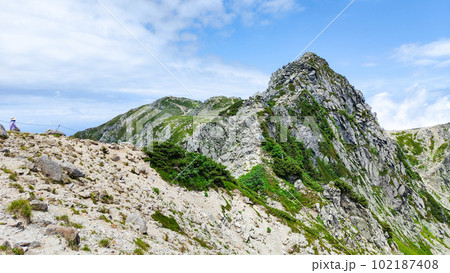 夏の宝剣岳登山（三ノ沢分岐から宝剣岳を望む） 102187408