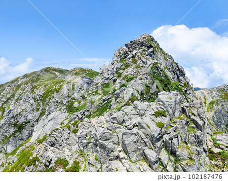 夏の宝剣岳登山（三ノ沢分岐から望む宝剣岳） 102187476