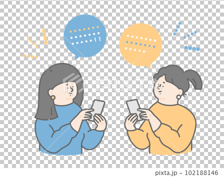 Illustration set of two women using a chatbot 102188146