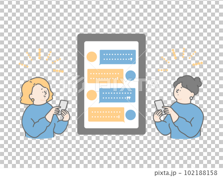 Illustration set of two women using a chatbot 102188158