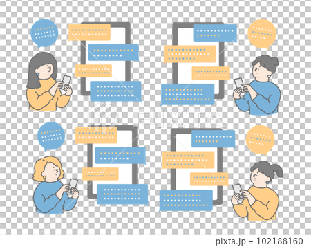 Illustration set of four women using chatbots 102188160