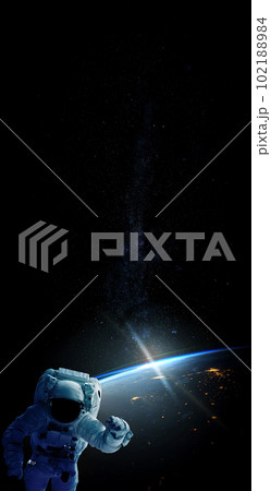 Astronaut and spaces background. Elements of this image furnished by NASA. 102188984