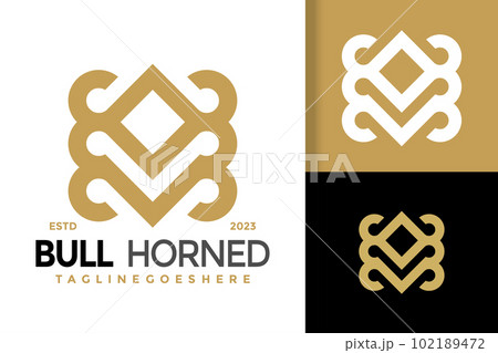 M Bull Horned Logo vector icon illustration 102189472