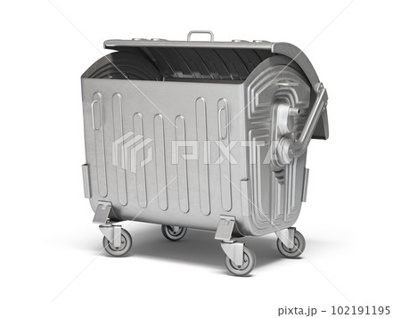 Metal garbage contaner or refuse trash bin isolated on white. 102191195