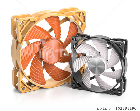 PC or CPU cooler fan isolated on white background. 102191196