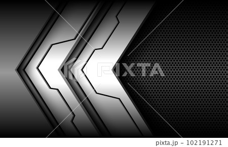 Abstract cyber grey metallic arrow direction overlap on dark circle mesh pattern blank space design modern luxury futuristic background vector 102191271