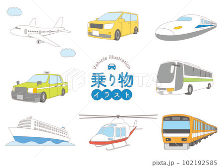 シンプルな乗り物のイラストのセット_2 シンプルな乗り物のイラストのセット_2 102192585