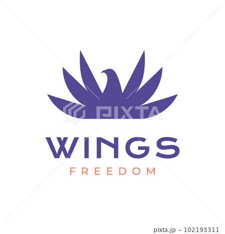 flapping wings eagle falcon modern minimal logo design vector 102193311