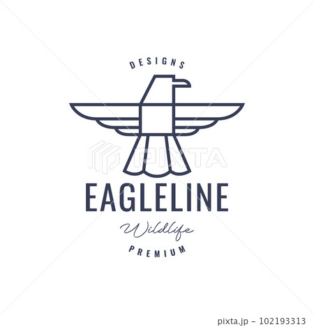 flying bird eagle wildlife beast hunting prey polygonal line minimal logo design vector 102193313