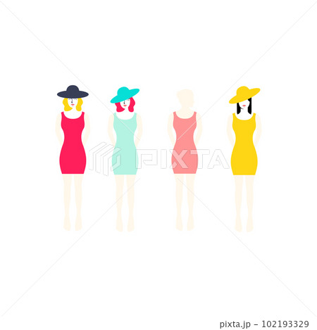 set fashion dress circle hat women female feminine beauty abstract colorful modern logo design vector 102193329