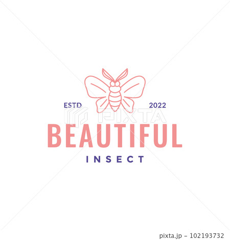 beautiful insect butterfly wings larva wings line minimalist logo design vector beautiful insect butterfly wings larva wings line minimalist logo design vector 102193732
