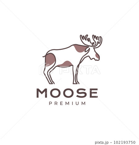 wildlife animal herbivore moose deer strong line art abstract colorful logo design vector 102193750