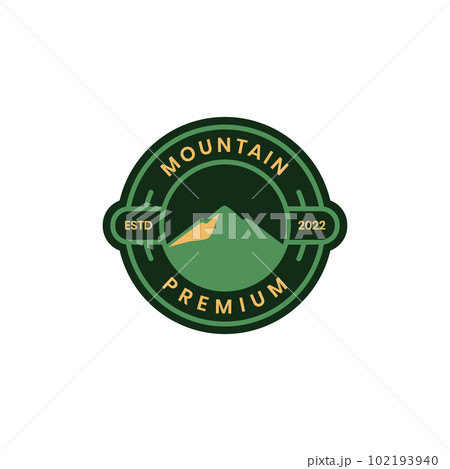 outdoor nature panoramic mountain peak high hill hiking circle badge modern logo design vector 102193940