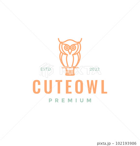 little owl owlet perched branch tree line modern minimal logo design vector little owl owlet perched branch tree line modern minimal logo design vector 102193986