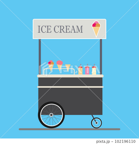Cartoon trolley with ice cream Cartoon trolley with ice cream 102196110