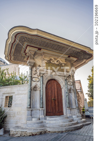 Sunny day architecture and Hagia Sophia Museum, in Eminonu, istanbul, Turkey. Turkiye Sunny day architecture and Hagia Sophia Museum, in Eminonu, istanbul, Turkey. Turkiye 102196669