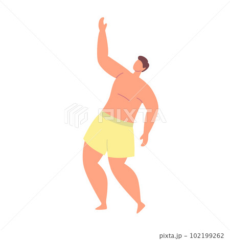 Cartoon Color Character Dancing Guy Party or Discotheque in Nightclub Concept Flat Design Style. Vector illustration 102199262