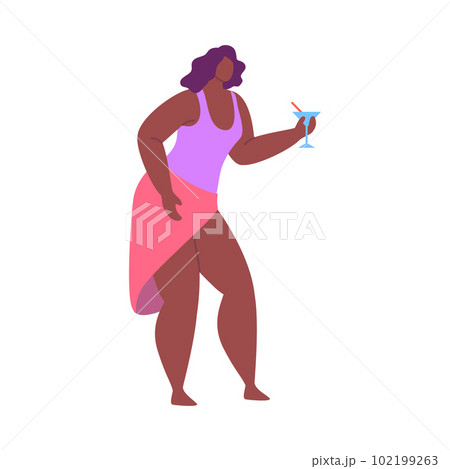 Cartoon Color Character Dancing Woman with Cocktail Party or Discotheque Concept Flat Design Style. Vector illustration Cartoon Color Character Dancing Woman with Cocktail Party or Discotheque Concept Flat Design Style. Vector illustration 102199263