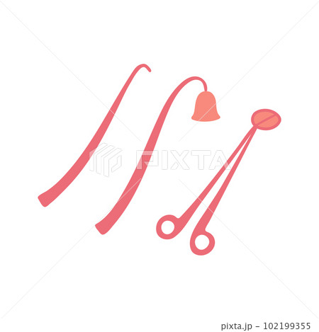 Cartoon Color Aromatherapy Concept Candle Snuffer and Wick Dipper Elements Set Flat Design Style. Vector illustration 102199355