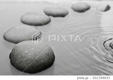 Beautiful spa stones in water, space for text. Zen lifestyle 102199835