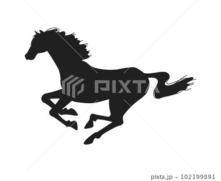 Black silhouette of galloping horse flat style, vector illustration 102199891