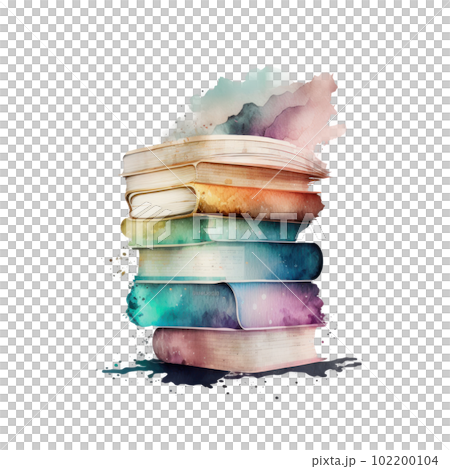 Watercolor books. Illustration AI Generative 102200104