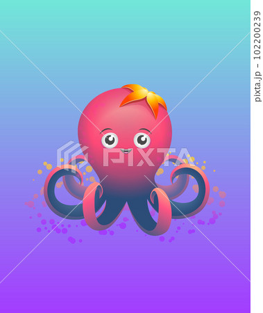 Cute baby octopus character illustration. Cute baby octopus character illustration. 102200239