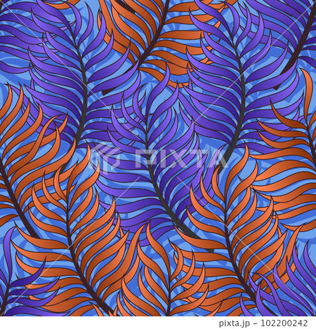 Colorful palm leaf seamless pattern. Tropical background illustration. Colorful palm leaf seamless pattern. Tropical background illustration. 102200242