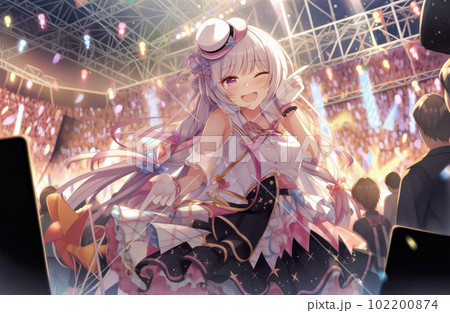 ライブ会場で歌う人気アイドルのイラスト素材 [102200874] - PIXTA
