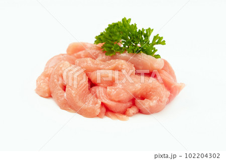 Ogranic food and healthy eating.Frozen chicken fillet.Fresh frozen pieces of turkey meat on a white background.Raw chicken.Chicken Skewers breast fillet meat Ogranic food and healthy eating.Frozen chicken fillet.Fresh frozen pieces of turkey meat on a white background.Raw chicken.Chicken Skewers breast fillet meat 102204302