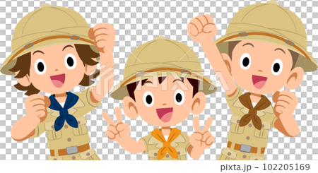 探検隊の服を着た男子小学生 102205169