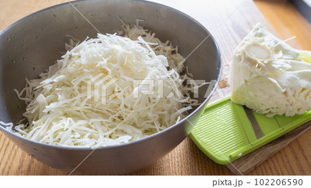 スライサーを使ったキャベツの千切り イメージ スライサーを使ったキャベツの千切り イメージ 102206590