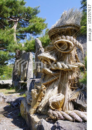 信州長野　大岡地区の道祖神　芦ノ尻の道祖神　藁製神面道祖神　2023年版 102207617