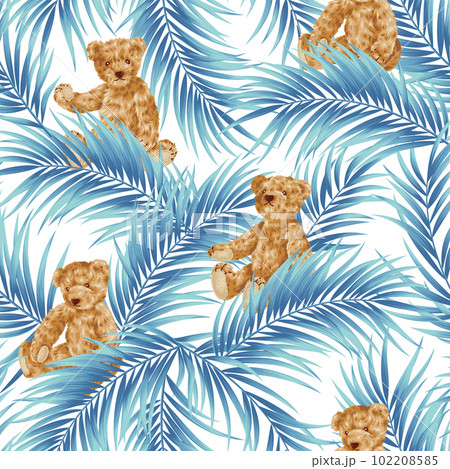 トロピカルリーフと可愛いクマのアロハ柄, 102208585