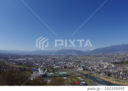 信州 長野県松本市 城山公園展望台より城山公園・松本市南部 超広角撮影 信州 長野県松本市 城山公園展望台より城山公園・松本市南部 超広角撮影 102209395