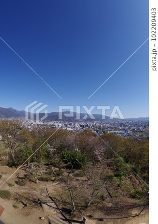 信州 長野県松本市 城山公園展望台より城山公園・松本市南部 超広角撮影 信州 長野県松本市 城山公園展望台より城山公園・松本市南部 超広角撮影 102209403