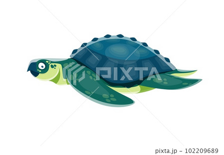 Cartoon Archelon dinosaur character. Mesozoic era marine reptile or isolated extinct turtle, prehistoric aquatic animal. Paleontology ocean creature vector comic personage with shell armor 102209689