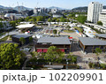 ひろしまゲートパーク（旧広島市民球場跡地）と広島市の街並み：2023年4月27日撮影 102209901