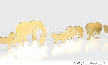 The gold animal plate for wild life species 3d rendering 102210693