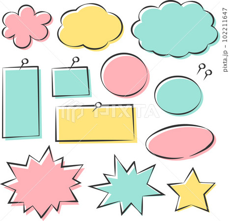 パステルカラーのポップなフキダシセット 102211647