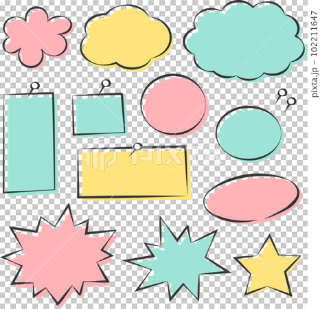 パステルカラーのポップなフキダシセット 102211647