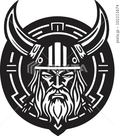 Fantastical and powerful viking emblem art vector Fantastical and powerful viking emblem art vector 102211674
