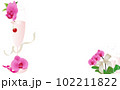 胡蝶蘭とリボンとグラスのイラスト横長背景素材 102211822