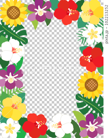 木槿、向日葵垂直版等夏季花卉熱帶框架 102213252