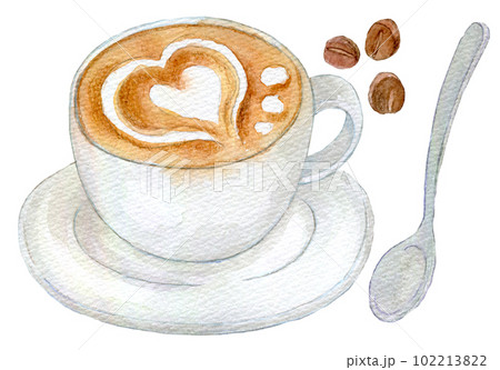 ラテアート 水彩イラスト ラテアート 水彩イラスト 102213822