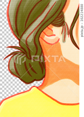 女性向け広告やアクセサリーの画像などを組み合わせても使える女性の顔の手描きイラスト 102214880