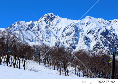 鹿島槍スキー場からの北アルプス 積雪の北アルプス 鹿島槍スキー場からの北アルプス 積雪の北アルプス 102217192