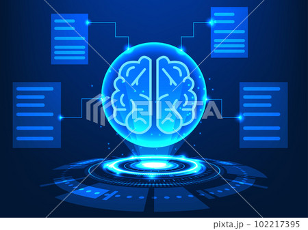 Modern technology The hologram shows the information system of the medical technology smart system. That helps to see the structure of the brain, making it easier for doctors to work. 102217395