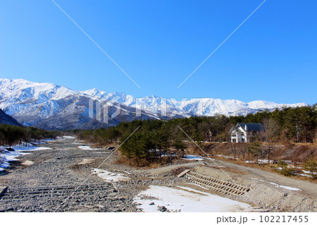 3月の白馬村からの北アルプス　      麗しき北アルプス　　積雪の北アルプス 102217455
