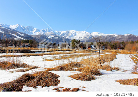 3月の白馬村からの北アルプス 麗しき北アルプス 積雪の北アルプス 3月の白馬村からの北アルプス 麗しき北アルプス 積雪の北アルプス 102217485